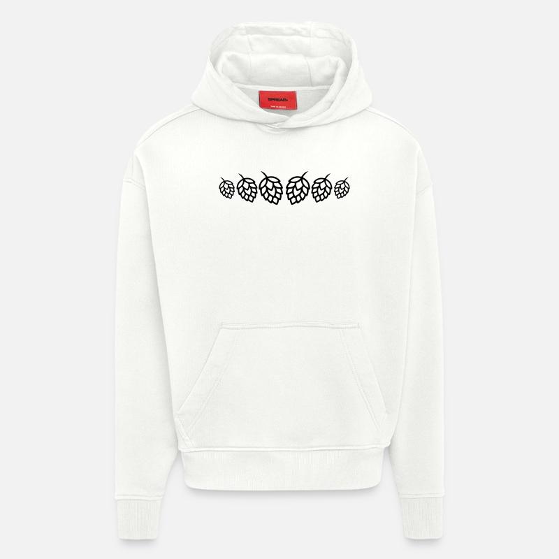 Symbole des bourgeons du houblon - Sweat à capuche bio épais oversize fabriqué en UE - OFF WHITE