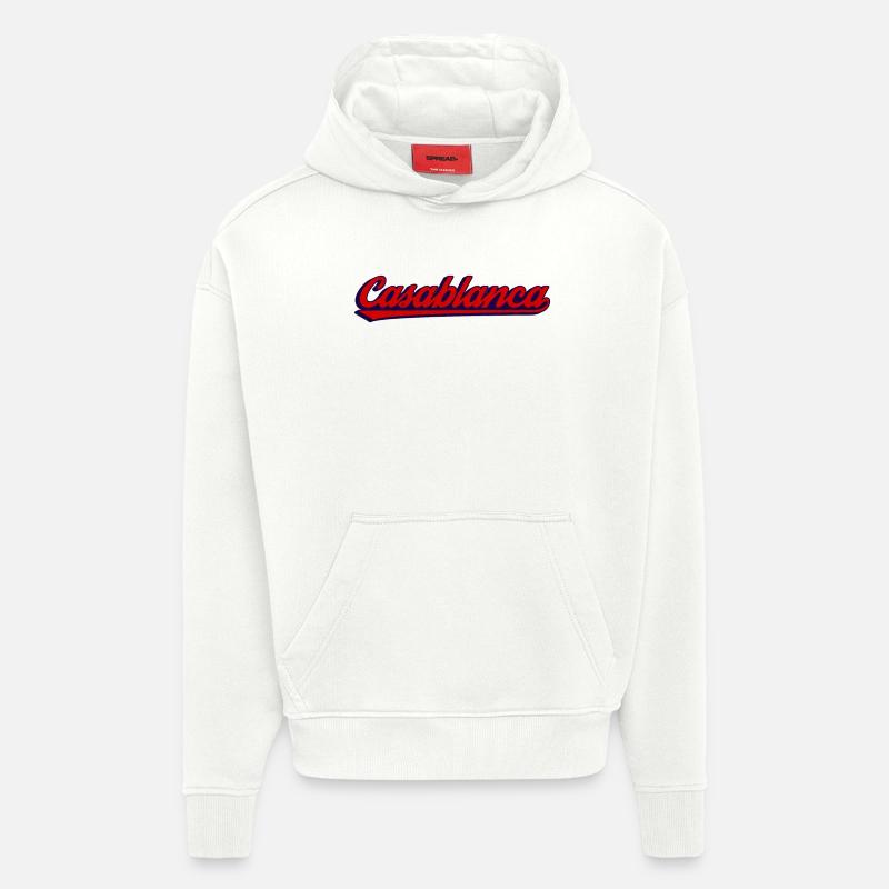 Script rétro néon dans l’ambiance Casablanca - Sweat à capuche bio épais oversize fabriqué en UE - OFF WHITE