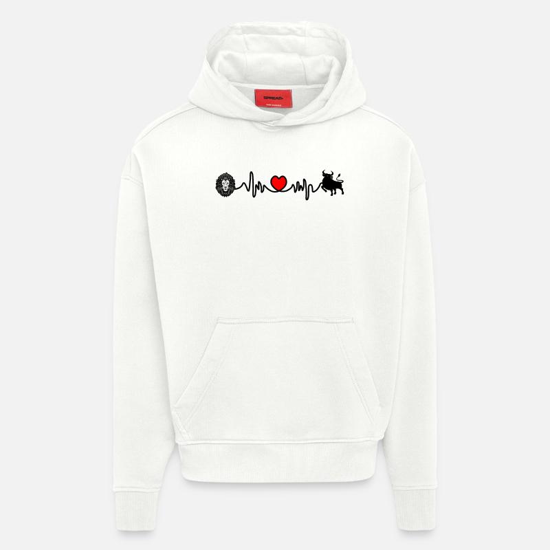 Herzfrequenz Cardio Löwe Stier - Hoodie- made by SPREAD  - OFF WHITE
