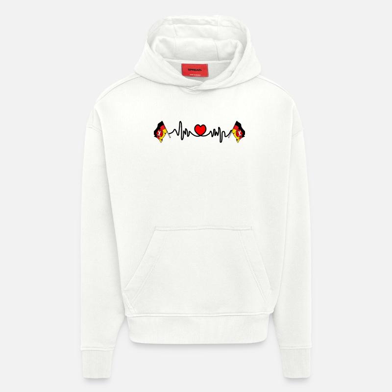 Fréquence cardiaque cardio Basse-Saxe - Sweat à capuche bio épais oversize fabriqué en UE - OFF WHITE
