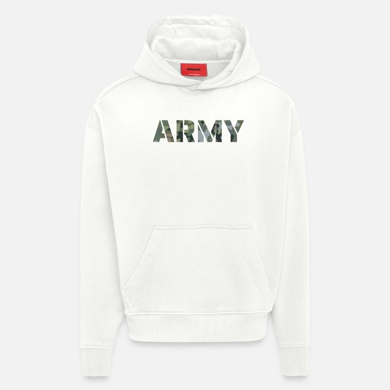 Motif de camouflage ARMY NL NFP - Sweat à capuche bio épais oversize fabriqué en UE - OFF WHITE