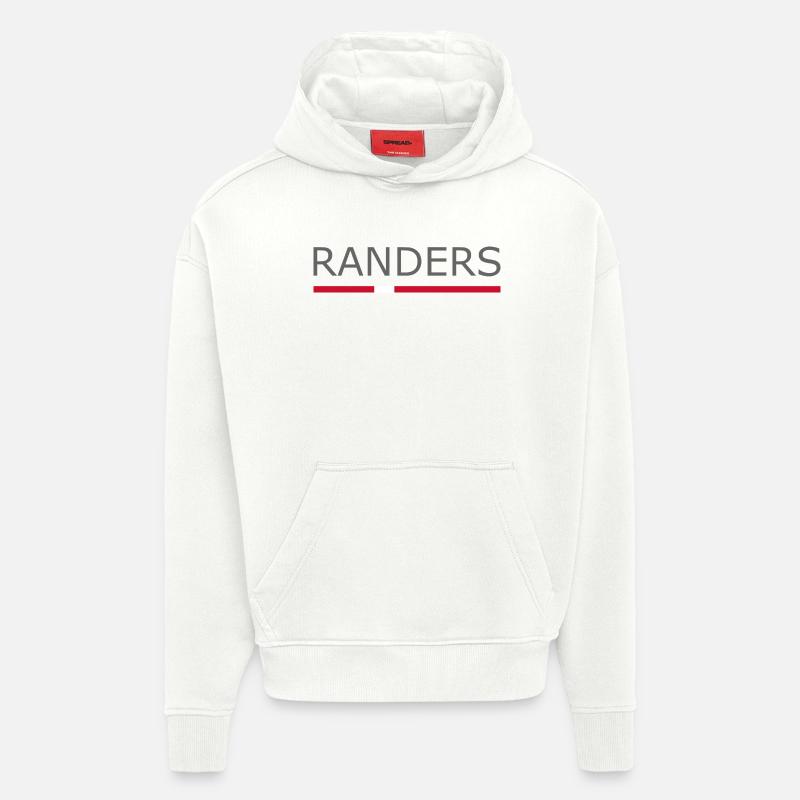 Randers - Drapeau du Danemark - Dänemark - Sweat à capuche bio épais oversize fabriqué en UE - OFF WHITE