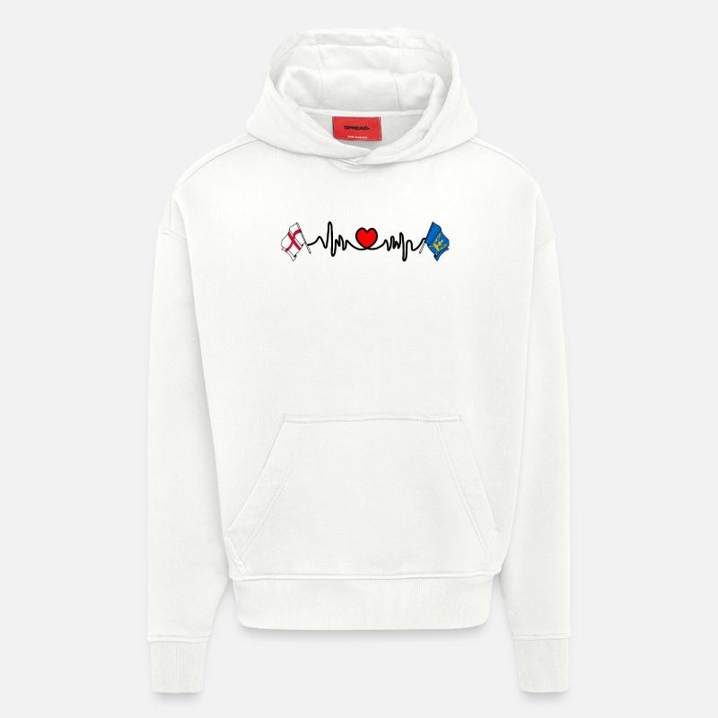 Battement de cœur du Suffolk & Angleterre - Sweat à capuche bio épais oversize fabriqué en UE - OFF WHITE