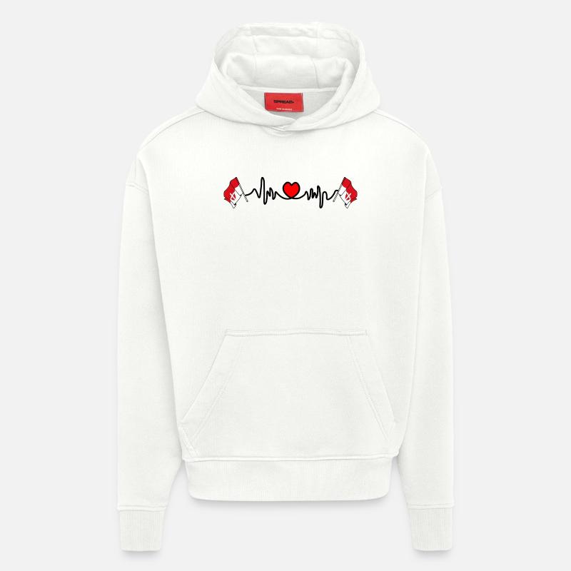 Drapeaux du Cœur de Vienne - Sweat à capuche bio épais oversize fabriqué en UE - OFF WHITE