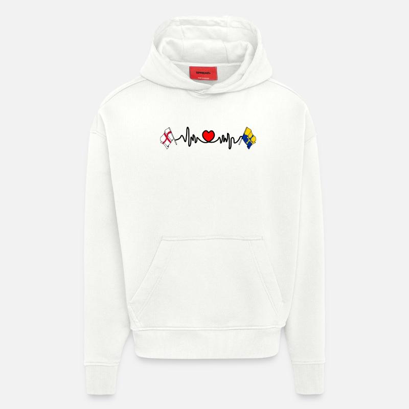 Drapeau de Durham et d’Angleterre - Sweat à capuche bio épais oversize fabriqué en UE - OFF WHITE