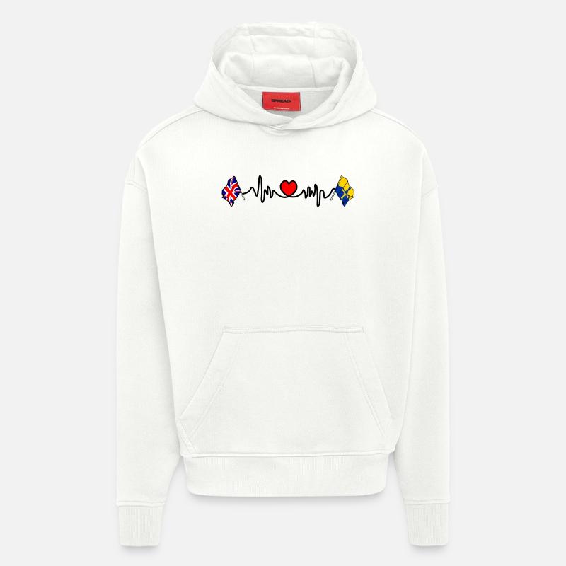 Herzfrequenz in Durham & UK - Hoodie- made by SPREAD  - OFF WHITE