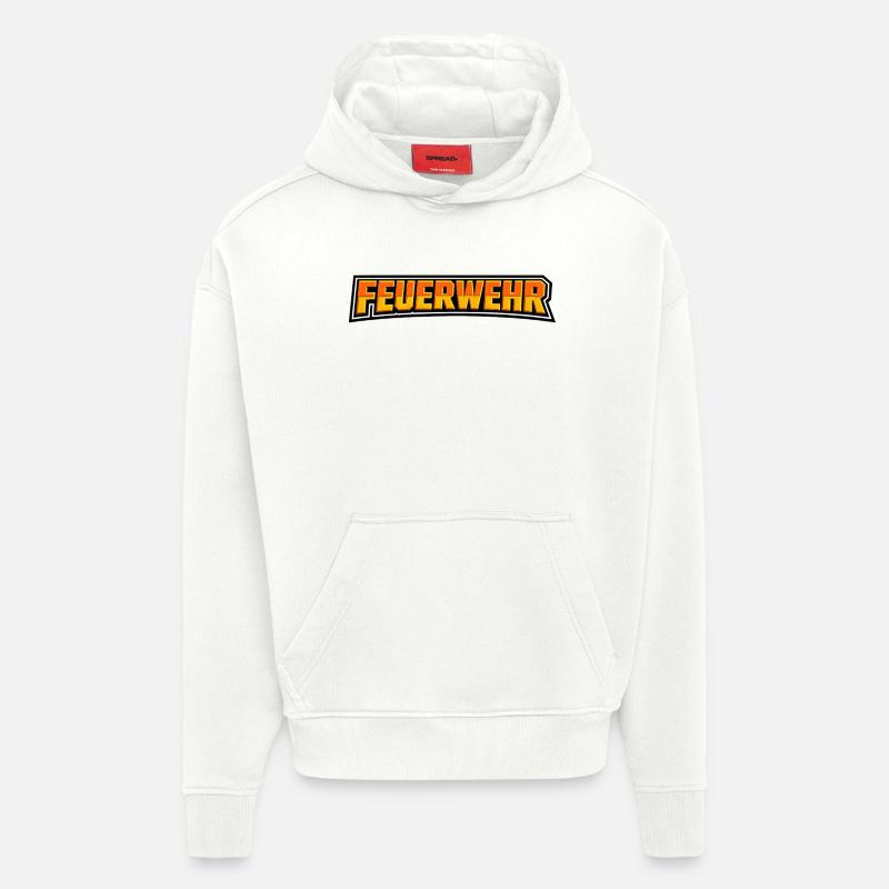 Logo des Fires Flames - Sweat à capuche bio épais oversize fabriqué en UE - OFF WHITE