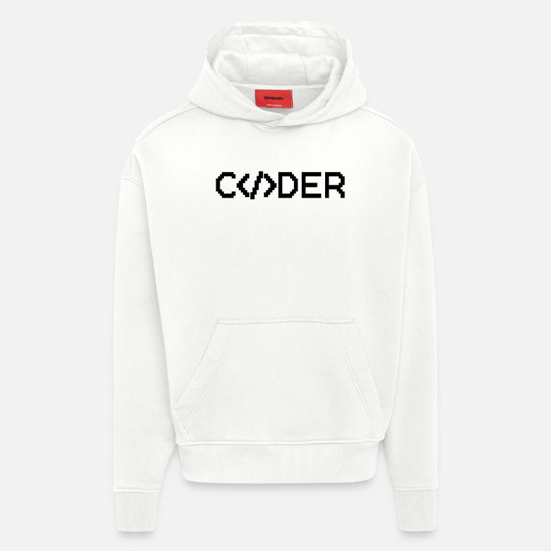 Codeur - Sweat à capuche bio épais oversize fabriqué en UE - OFF WHITE