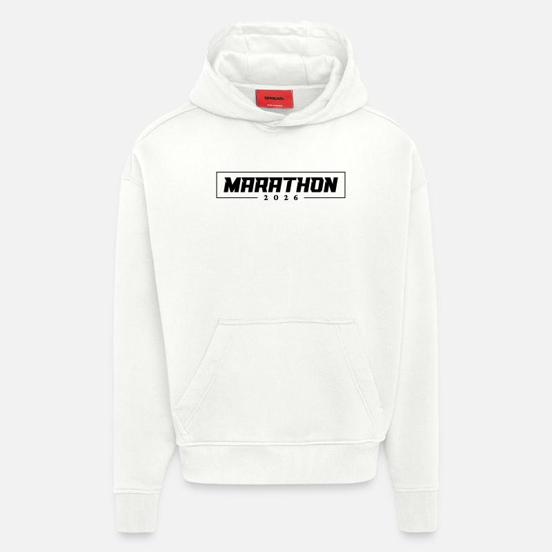 Marathon 2026 - Sweat à capuche bio épais oversize fabriqué en UE - OFF WHITE