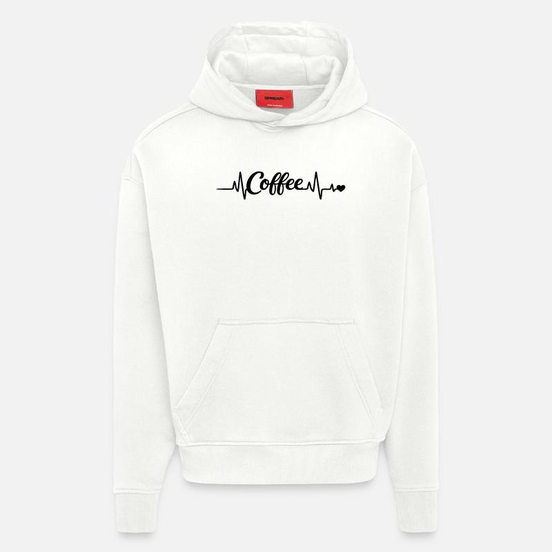 Le café te rend heureux - Sweat à capuche bio épais oversize fabriqué en UE - OFF WHITE