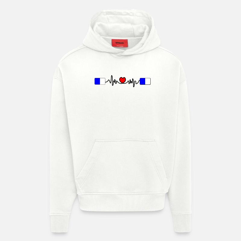 Battement de cœur de course Spa - Sweat à capuche bio épais oversize fabriqué en UE - OFF WHITE