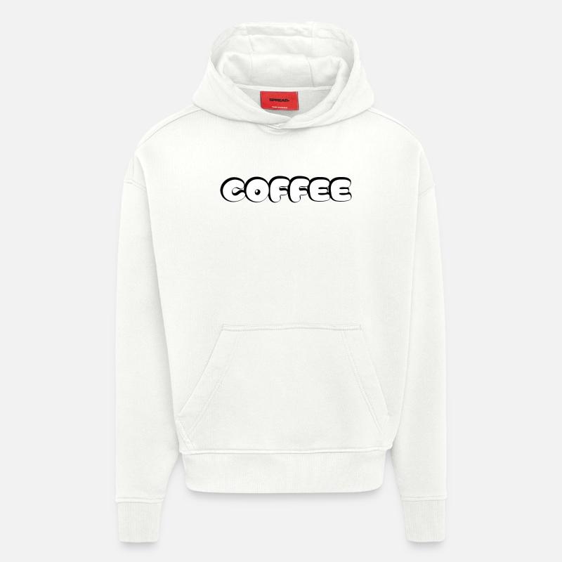 Café Lettrage Design Café - Sweat à capuche bio épais oversize fabriqué en UE - OFF WHITE