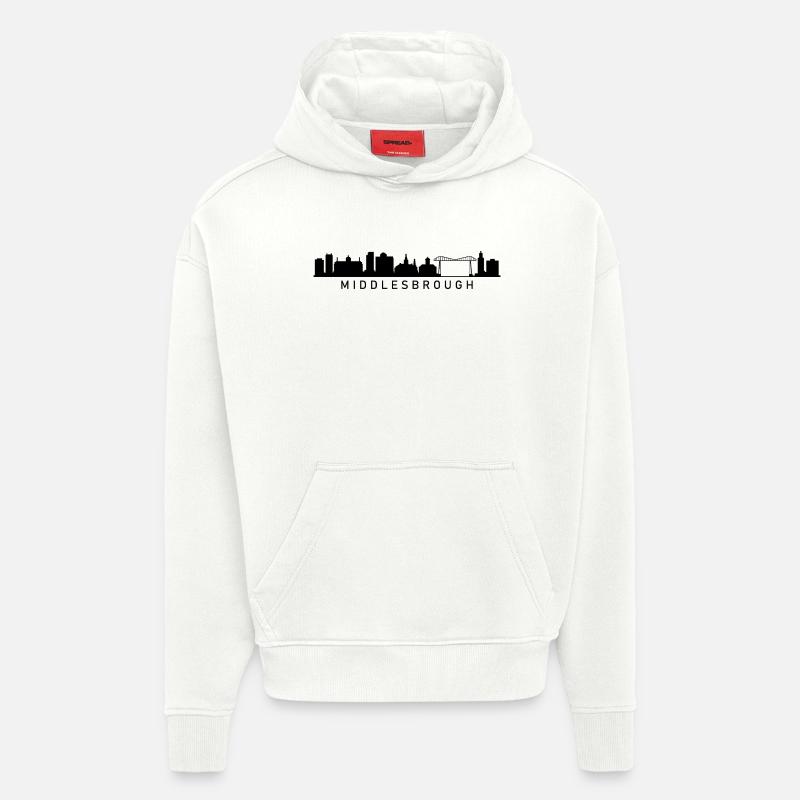 Silhouette de Middlesbrough - Sweat à capuche bio épais oversize fabriqué en UE - OFF WHITE