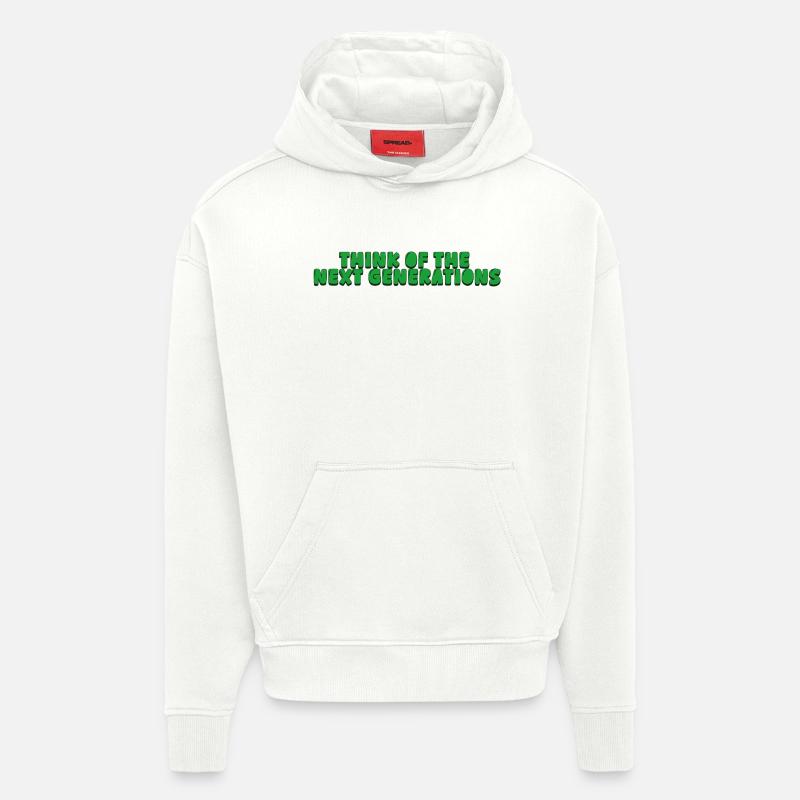 Pensez aux prochaines générations - Sweat à capuche bio épais oversize fabriqué en UE - OFF WHITE