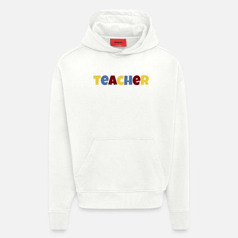 Lehrer bunter Text - Hoodie- made by SPREAD  - OFF WHITE
