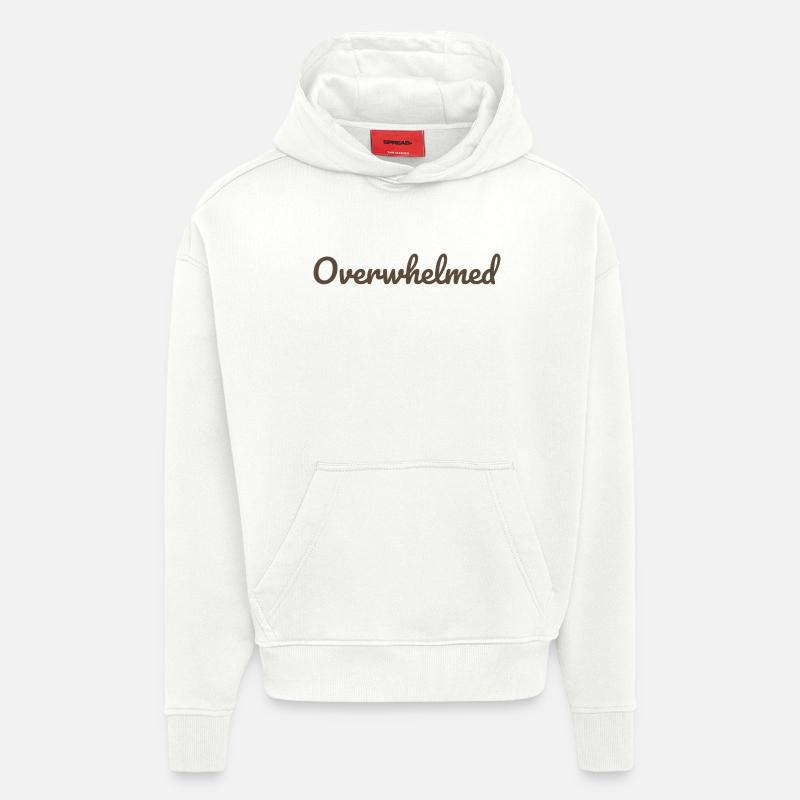 Overwhelms script text in brown - Hoodie- made by SPREAD  - OFF WHITE