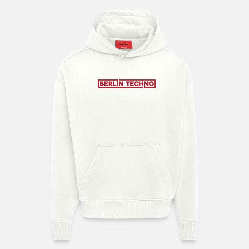 Berlin Techno Hard Dark Rave - Sweat à capuche bio épais oversize fabriqué en UE - OFF WHITE
