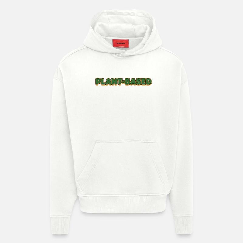 Lettrage rétro à base de plantes - Sweat à capuche bio épais oversize fabriqué en UE - OFF WHITE