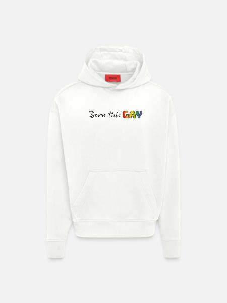 Rainbow né ce gay - Sweat à capuche bio épais oversize fabriqué en UE - OFF WHITE