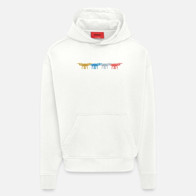 Heartbeat Drone Drones - Sweat à capuche bio épais oversize fabriqué en UE - OFF WHITE