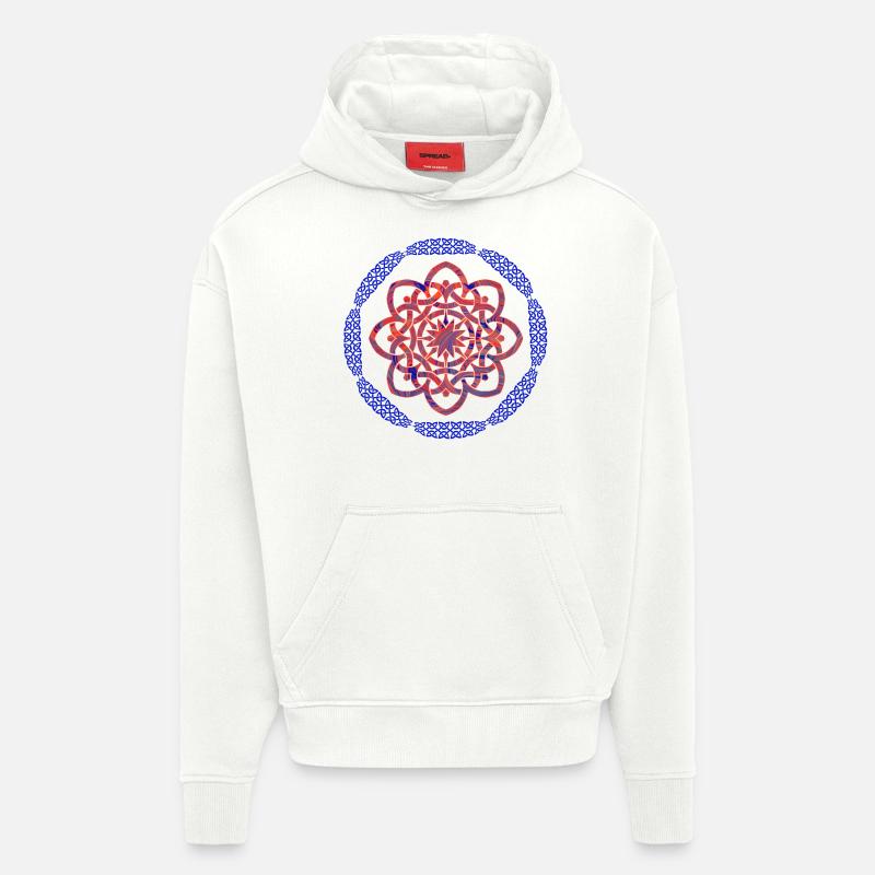 Nœud celtique 19 E 263 - Sweat à capuche bio épais oversize fabriqué en UE - OFF WHITE