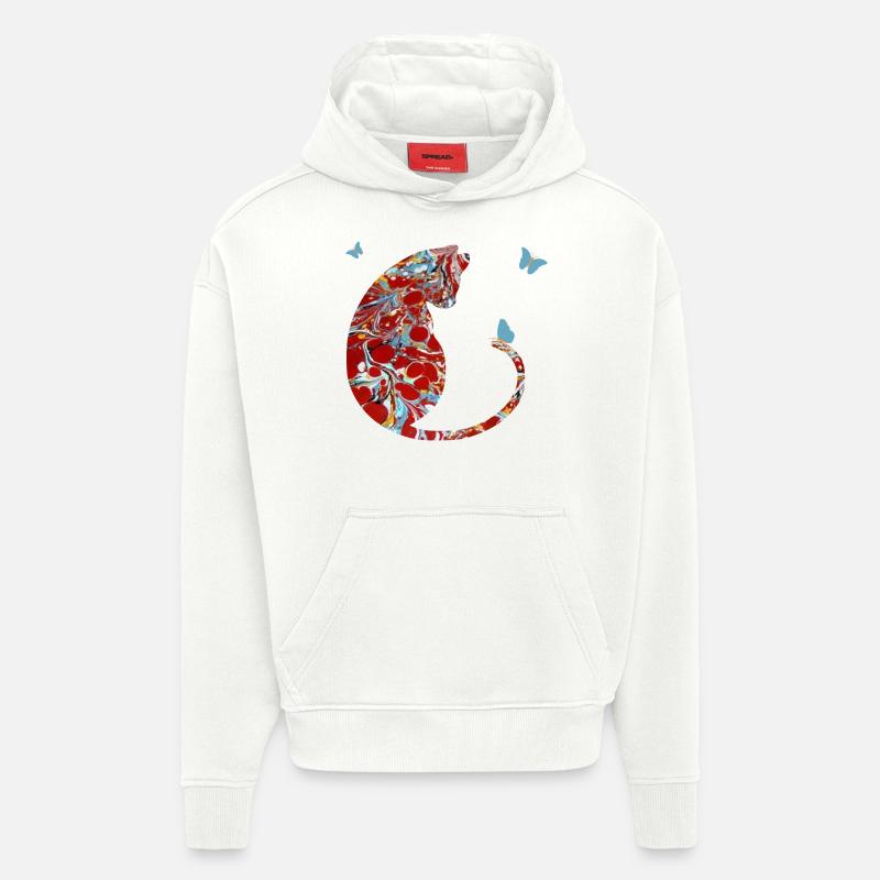 Cat with Butterfly E 251 - Hoodie- made by SPREAD  - OFF WHITE
