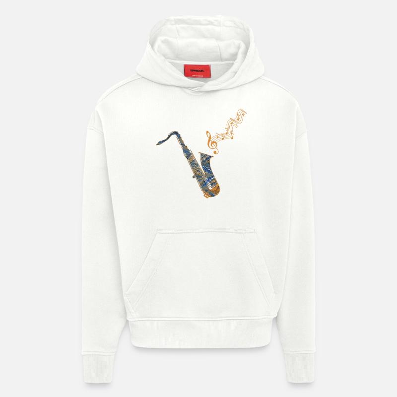 Saxophone Ebru 50 - Sweat à capuche bio épais oversize fabriqué en UE - OFF WHITE