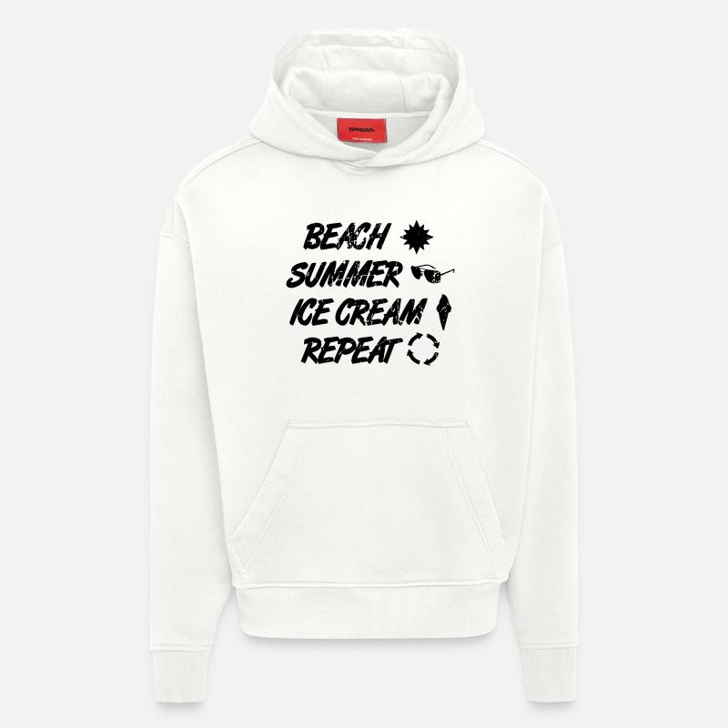 Routine des amateurs de crème glacée - Sweat à capuche bio épais oversize fabriqué en UE - OFF WHITE