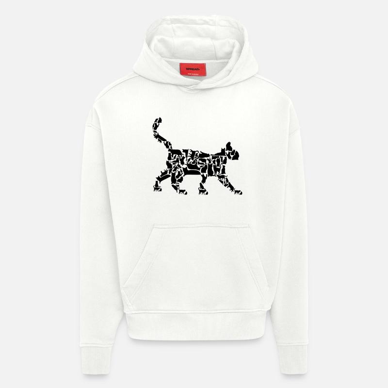 Chat - Sweat à capuche bio épais oversize fabriqué en UE - OFF WHITE