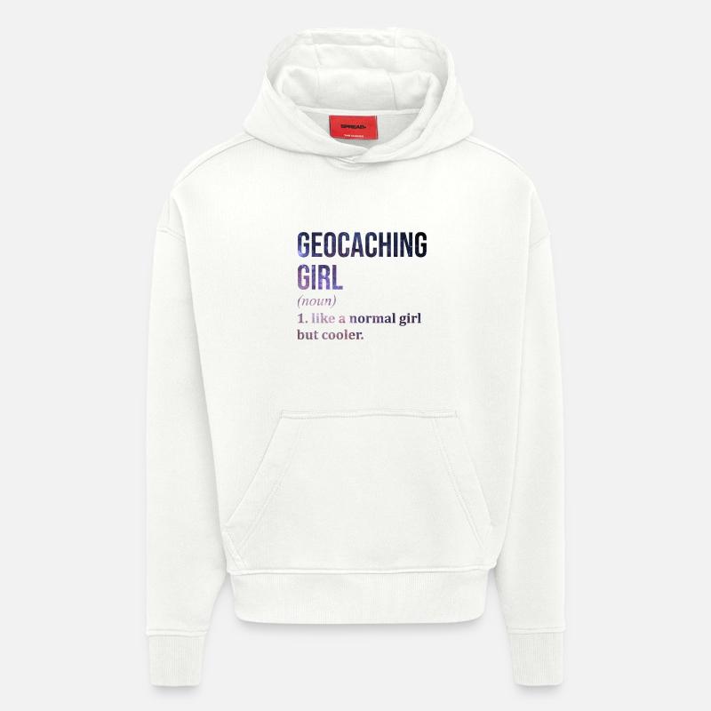 Géocaching - Sweat à capuche bio épais oversize fabriqué en UE - OFF WHITE