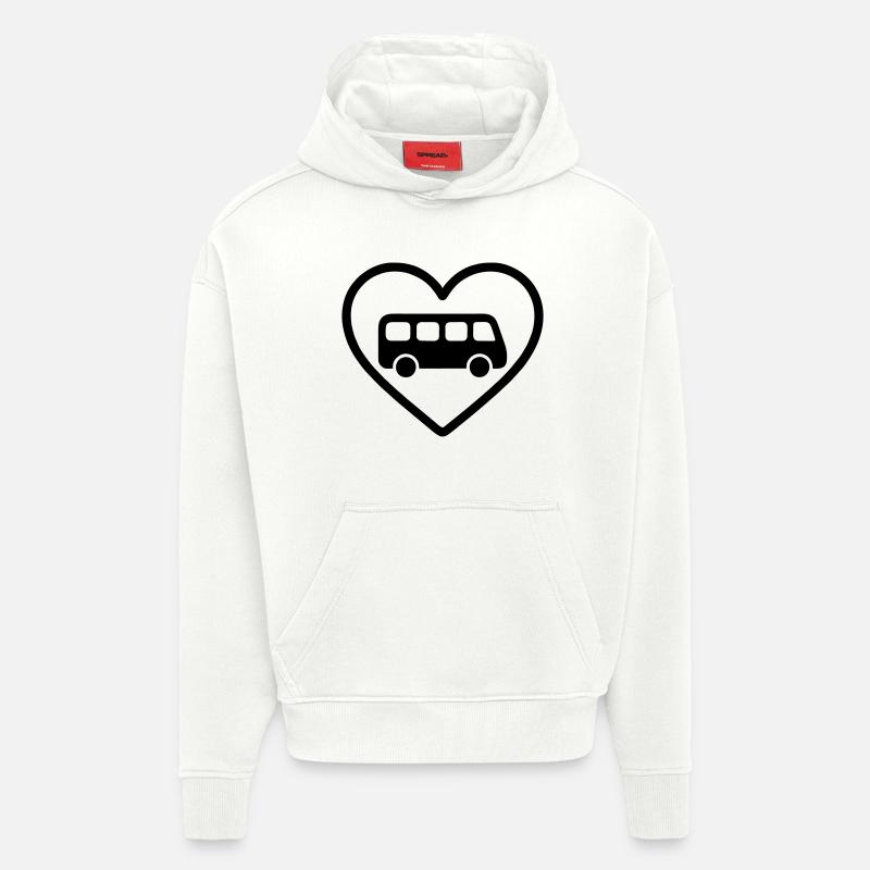 Chauffeur de bus Heart - Sweat à capuche bio épais oversize fabriqué en UE - OFF WHITE