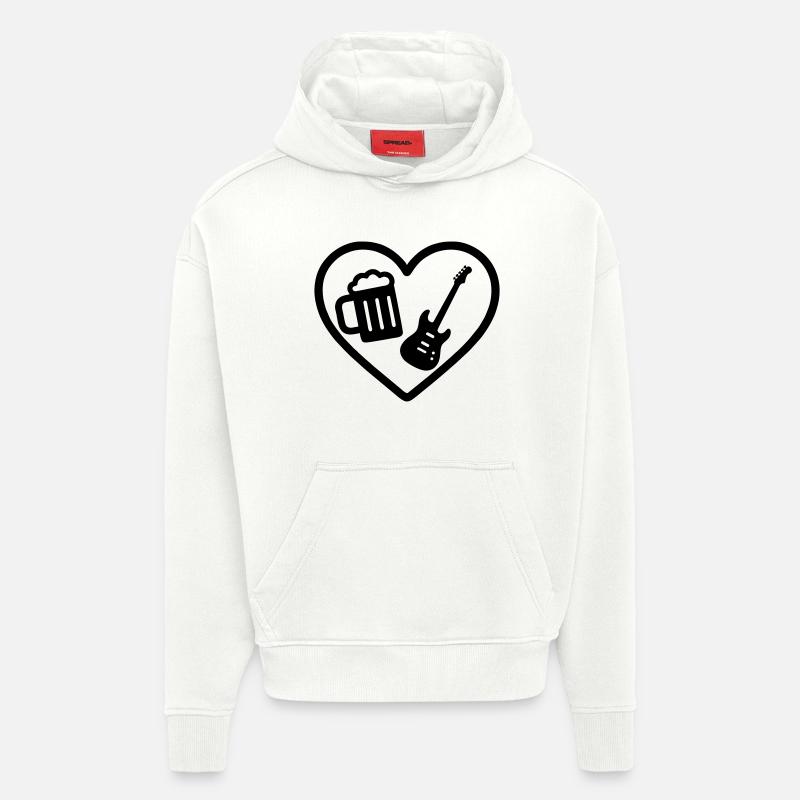 Bière Heart Rock - Sweat à capuche bio épais oversize fabriqué en UE - OFF WHITE