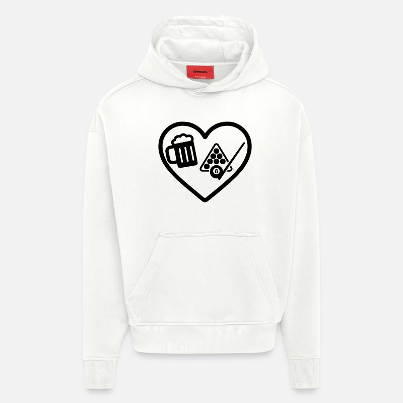Bière de billard Heart - Sweat à capuche bio épais oversize fabriqué en UE - OFF WHITE