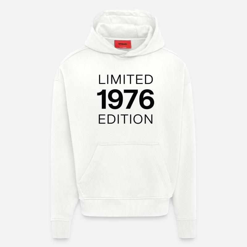 Édition limitée minimale anniversaire 1976 - Sweat à capuche bio épais oversize fabriqué en UE - OFF WHITE