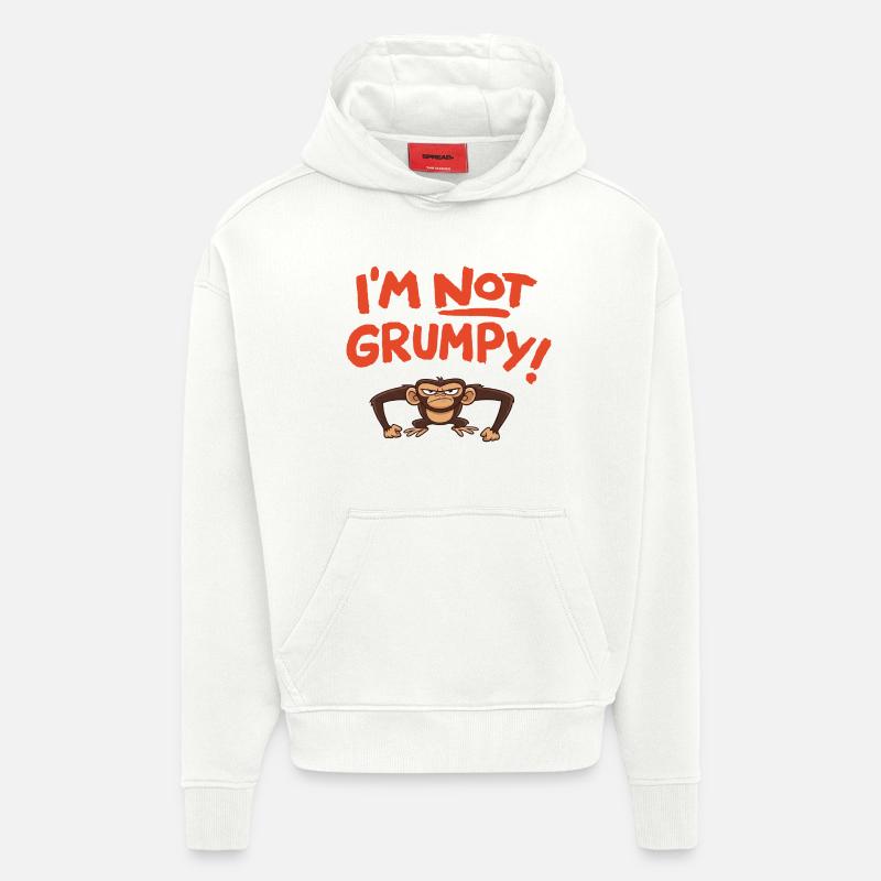 I´m not grumpy - Sweat à capuche bio épais oversize fabriqué en UE - OFF WHITE