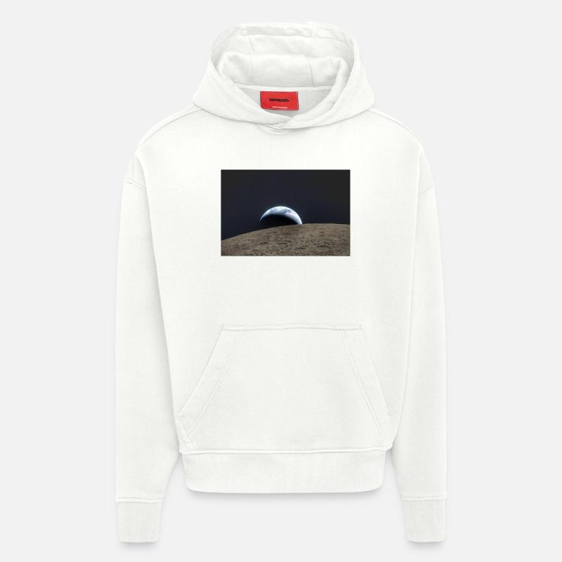 Earth over lunar surface - Hoodie- made by SPREAD  - OFF WHITE
