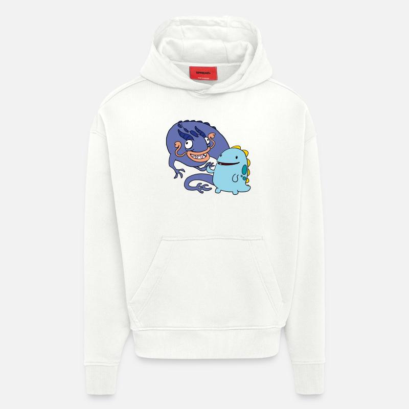 Derpy Dragons - Sweat à capuche bio épais oversize fabriqué en UE - OFF WHITE