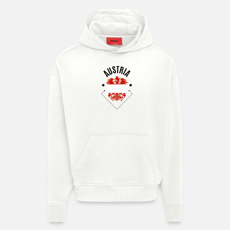 Autriche - Aigle - Cadeau - Sweat à capuche bio épais oversize fabriqué en UE - OFF WHITE
