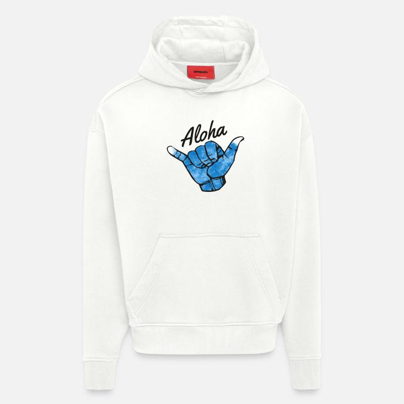 Aloha | Windsurfers & Surfers Surf Design - Sweat à capuche bio épais oversize fabriqué en UE - OFF WHITE