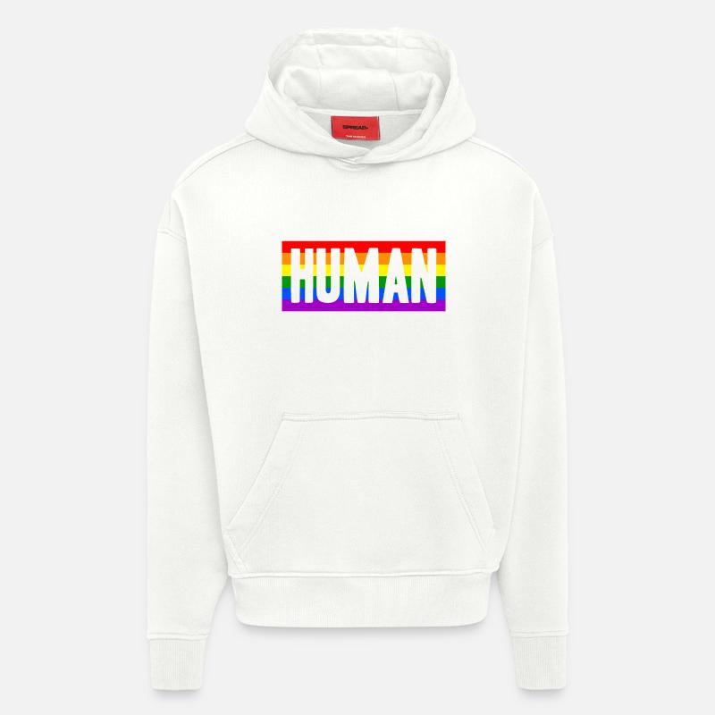Human Mensch Regenbogen Geschenkidee - Hoodie- made by SPREAD  - OFF WHITE