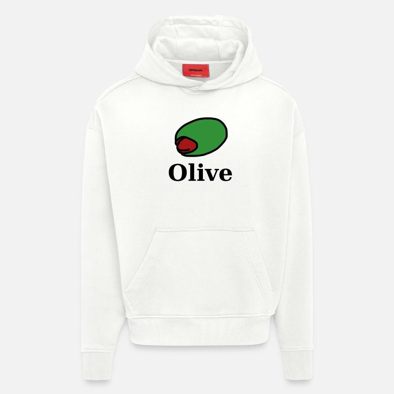 Olive vert fruit amande poivrons - Sweat à capuche bio épais oversize fabriqué en UE - OFF WHITE
