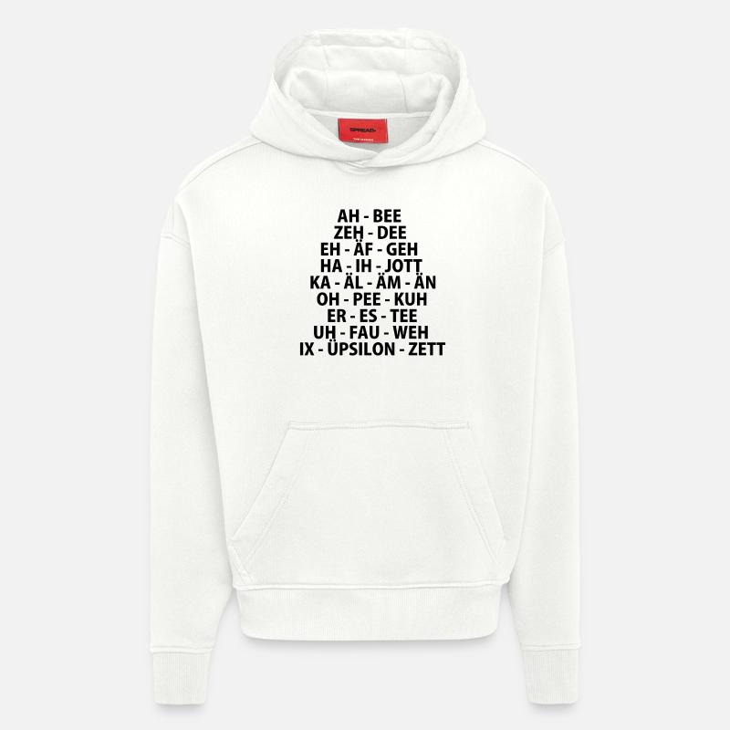 ABC alphabet - Sweat à capuche bio épais oversize fabriqué en UE - OFF WHITE