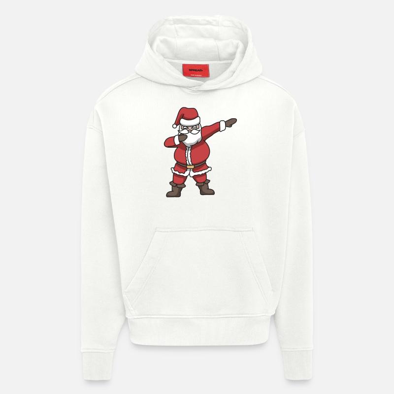 Santa dabbing gift Noël danse - Sweat à capuche bio épais oversize fabriqué en UE - OFF WHITE
