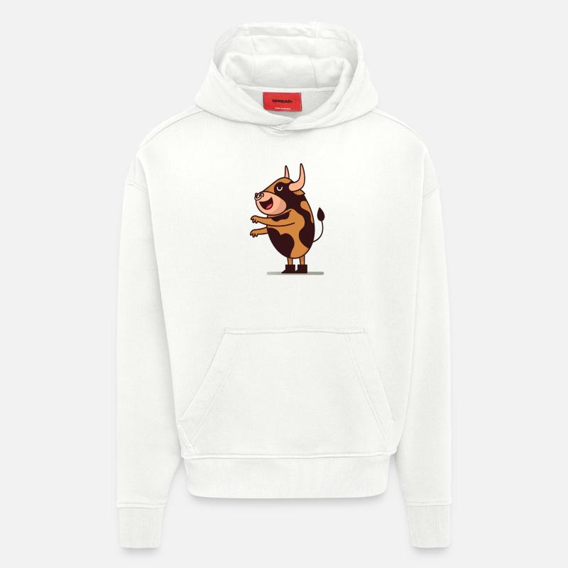 Bande dessinée de vache vaches - Sweat à capuche bio épais oversize fabriqué en UE - OFF WHITE