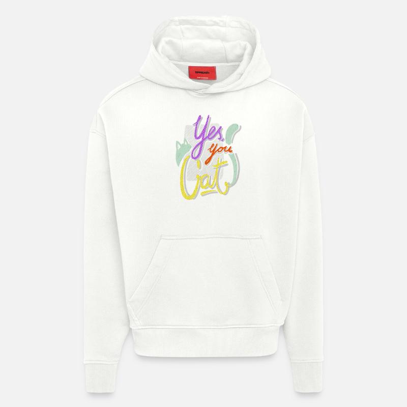 oui, vous chat! - Sweat à capuche bio épais oversize fabriqué en UE - OFF WHITE