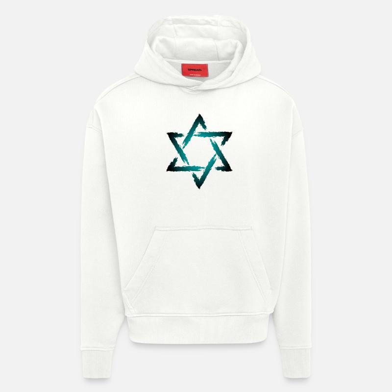étoile de David - Sweat à capuche bio épais oversize fabriqué en UE - OFF WHITE