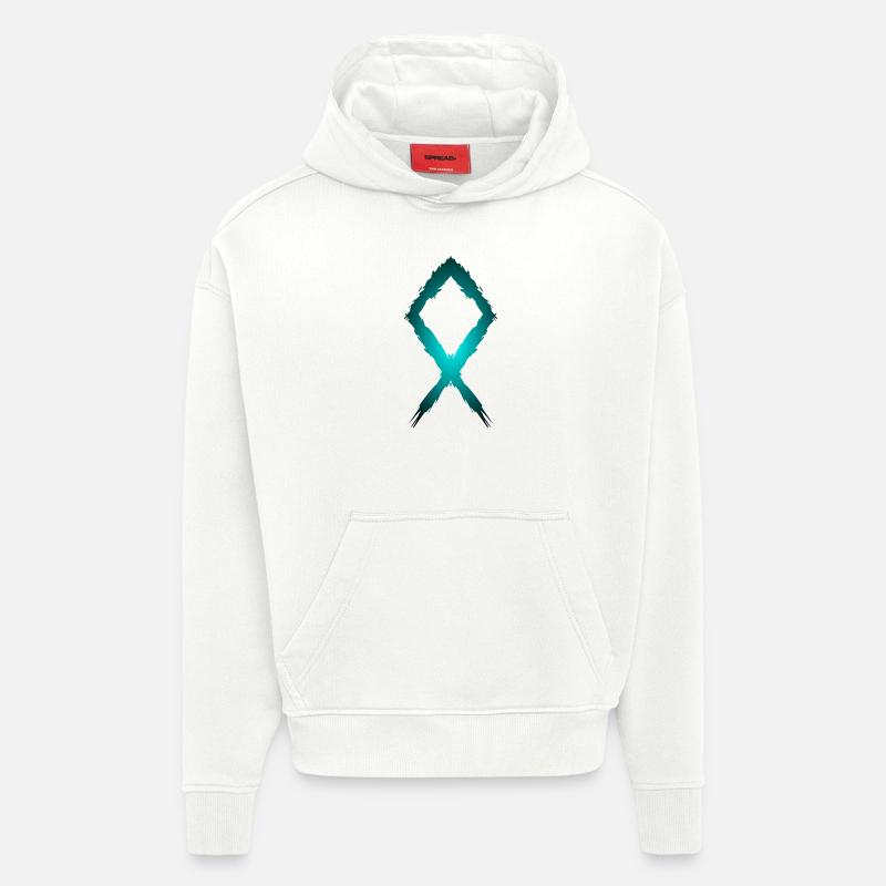 Symbole de rune d'Othila - Sweat à capuche bio épais oversize fabriqué en UE - OFF WHITE