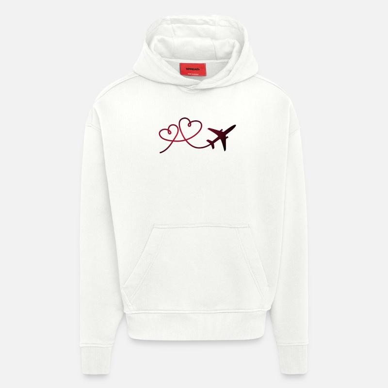 Flugzeug Flieger mit Herz - Hoodie- made by SPREAD  - OFF WHITE