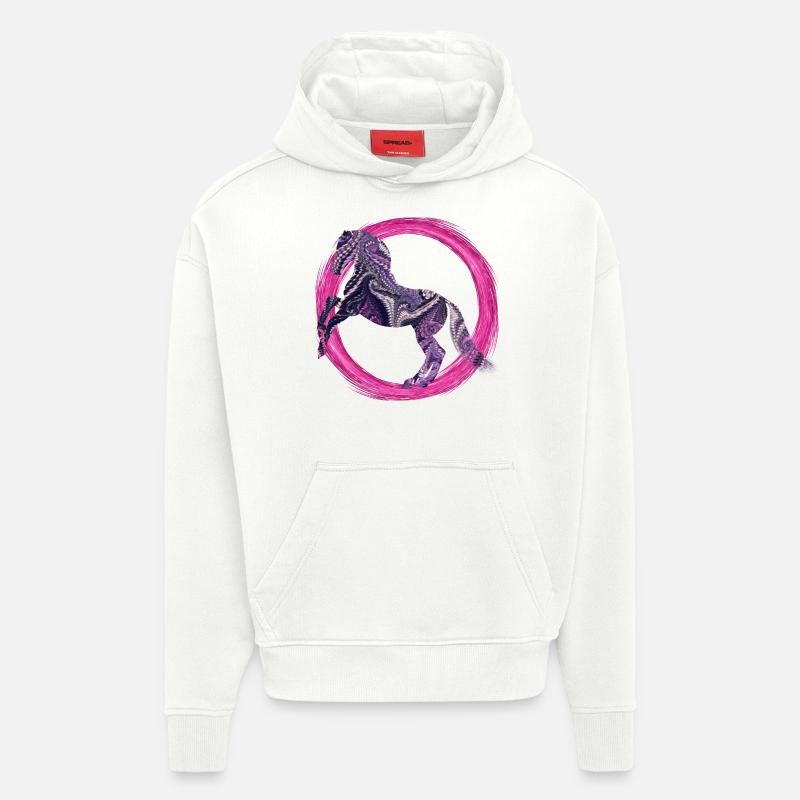 cheval e 75 - Sweat à capuche bio épais oversize fabriqué en UE - OFF WHITE