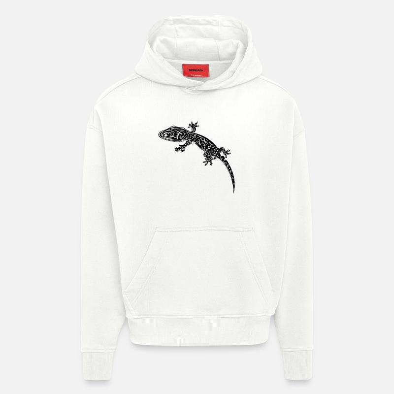 Petit gecko sur le mur - Sweat à capuche bio épais oversize fabriqué en UE - OFF WHITE